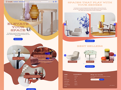 Furniture store landing page 70s bold colors design furniture furniture store landing landing page organic organic shapes ui ui design ux design uxui uxui design visual design web design website