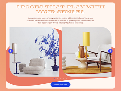 Furniture store landing page collections section 70s blobs contrast design furniture store furniturre organic organic shapes ui ui design uxui uxui design visual design warm colors web design website