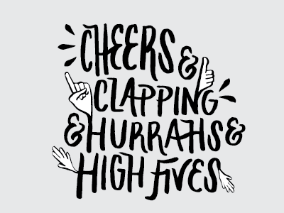 Hurrah cheers clapping design hand lettering high five hurrah illustration lettering