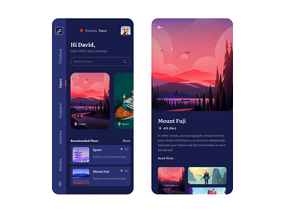 Travel App Design Dark Version