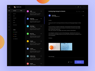 Mail Client App- Dark Version analytics application clean dashboard design inbox interface management messaging ui ux web