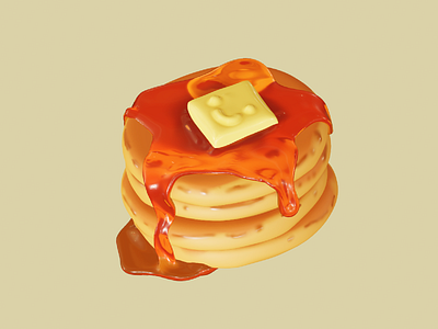 Pancakes 3d sculpt butter cute food honey