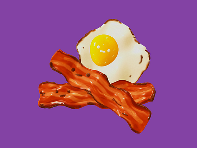 Bacon and egg 3d 3d sculpt bacon cute egg food model