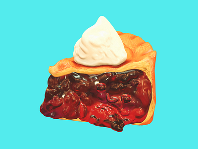 Blueberry pie with cream on top 3d 3d sculpt blueberry cute food graphic design pie