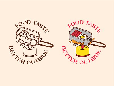 Food taste better outside bacon brand branding camp campfire camping columbia design egg fire food hiking illustration merch nature outdoor outdoors patagonia shirt
