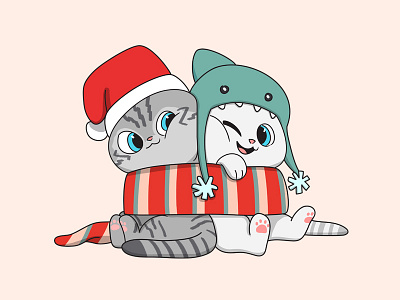 Christmas Nala and Coffee animal cats christmas coffee illustration instagram nala