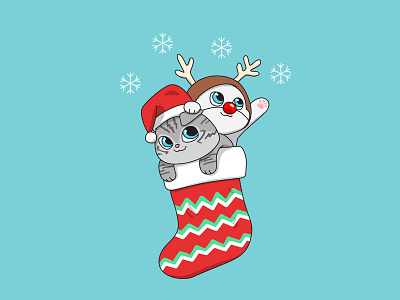 Nala and Coffee in sock animal cats christmas coffee illustration instagram nala