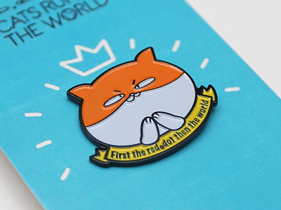 First the red dot then the world cat illustration pin