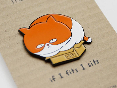 if I fits I sits cat illustration pin