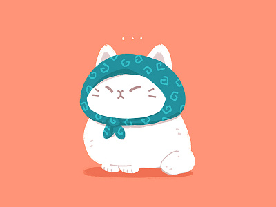 Fat cat cat cute illustration scarf