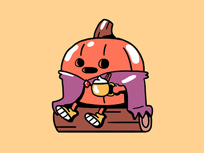 Mr.Pumpkin and PSL cute digital halloween illustration psl pumpkin
