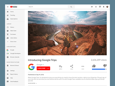 Youtube Redesign Screen concept light theme user interface video youtube