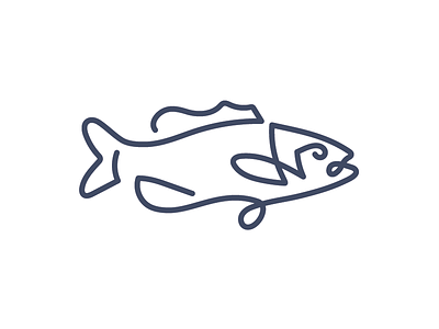 Fish on a line bass fish fishing largemouth line drawing line logo