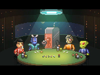 Halcyon 6 Poker Game animation gameart gamedev gif halcyon6 illustration loop pixel pixelart scifi ui