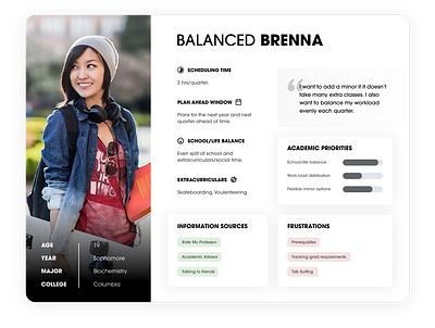 College Student Persona | Class Planning Scheduling | Planda classes college design persona ui user user research ux