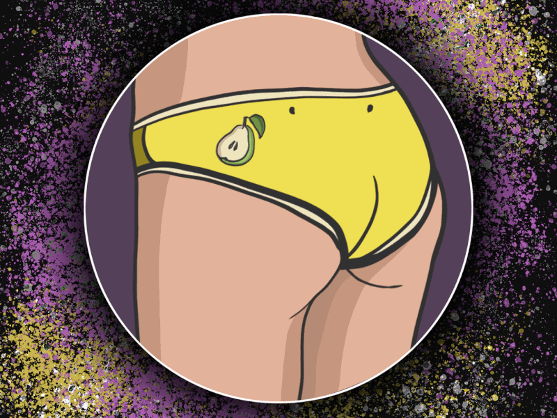 Yellow panties with a pear pattern. For Monica. adobe illustrator adobe photoshop adobeafter effects animation creativity design exlusive fashion design friend fruit gif graphic design illustration motion graphics move my work panties pear splashes xenon go