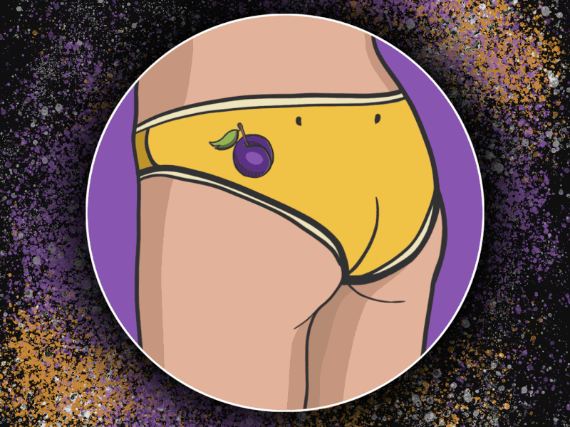 Another yellow panties with a plum. For Alex. adobe illustrator adobe photoshop adobeafter effects animation collection design drawing exclusive friend fruits gif girlfriend graphic design illustration inst xenon go movement my work plum trusky yellow panties