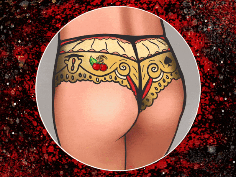 Golden panties of my teacher with cherry. For Ariel. adobe illustrator adobe photoshop adobeafter effects animation berry. cherry collection dance teacher design drawing exclusive gif girl gold panties graphic design illustration inst: xenon go movement panties splashes