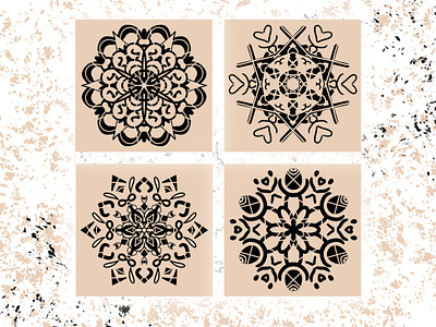 Mandala Stencil Illustration, Printable Design, Black and White