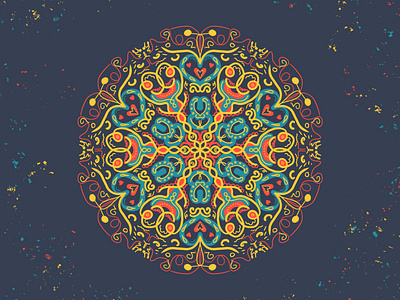 Mandala #7 adobe photoshop blue collection colors dark blue ethnic graphic design illustration lines mandala merch painting pattern red sample yellow