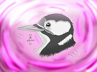 Woodpecker. Female. adobe photoshop animal bird bird head by hand design female glow graphic design grey illustration painting pink silk story style search woodpecker