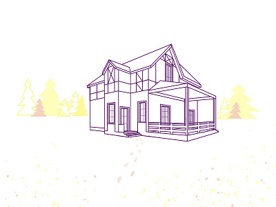House in perspective adobe photoshop country house forest graphic design house illustration landscape lines painting perspective picture snow spruce traces