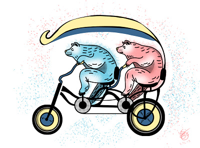 Bears on a bike adobe photoshop graphic design illustration painting