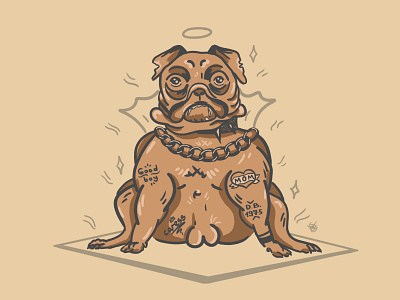 Good boy adobe photoshop graphic design illustration painting pug dog