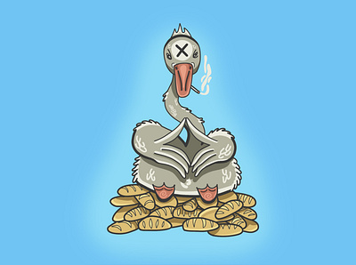 Greedy goose adobe photoshop bread goose graphic design illustration loaf painting