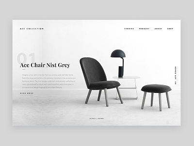 Ace Collection furniture interior design minimal ui ux web design website white