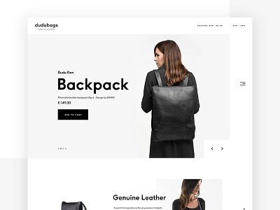 Dudubags backpack dudbags leather minimal ui ux web design website
