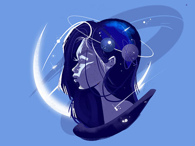 Planet art blue brush data galaxy girl girl power illustrator planets star tranding