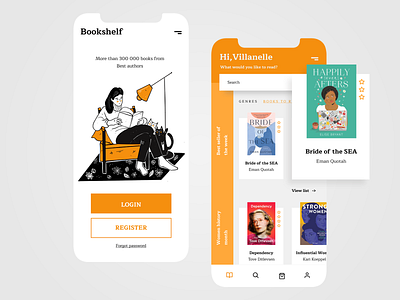 BookShelfApp book brush cat color design figma flat illustraion ios light theme login mobile procreate product design shop trendy ui ui design ux visual design