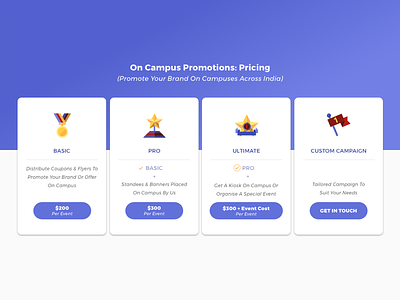 Pricing Plan: Select Screen cards layout plan pricing promotions