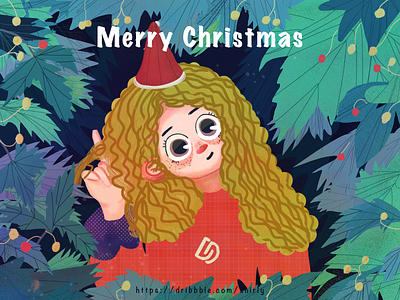 Merry Christmas 1225 brush christmas forest girl iiiustrator