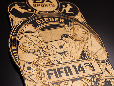 EA Sports - FIFA Presse Pokal 2014 aro aroone berlin ea easports fifa illustration laser vector wood