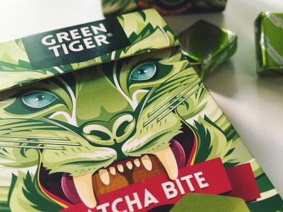 MATCHA BITE Packaging aro aroone berlin candy design green illustration matcha packaging tiger toffee vector