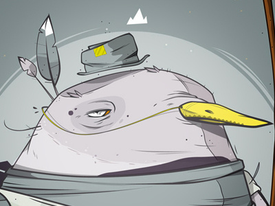 Traveling Pingu character illustration penguin vector