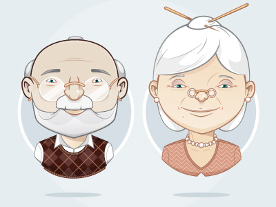 Opa & Oma berlin character icon illustration info graphic vector