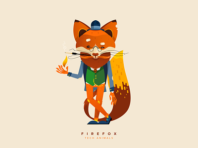 Meet Mr. Firefox for Git-Tower animal aroone character christian schupp firefox fox gittower illustration tech animals tower vector