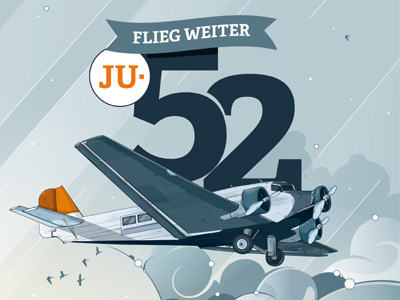 Flieg weiter Ju-52 aircraft berlin illustration ju 52 plane poster vector