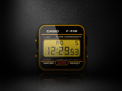 Casio F-91W casio clock digital f 91w icon iconography watch