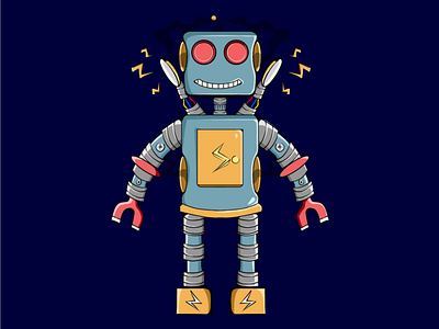crazy robots charakter graphic design illustration mascot t shirt