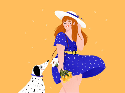 A Girl and her dog...and tulips art character character design design digital digitalart dog doodle draw drawing girl happy girl illustration illustrator market procreate procreateapp stay safe stayhome tulip