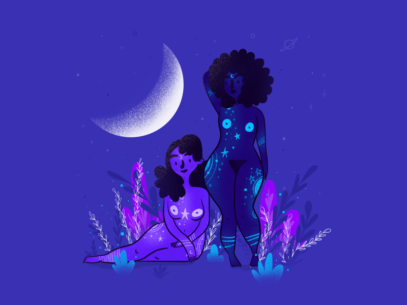 Women of the Moon digital illustration digital painting digitalart drawing draw moonlight night plant magic power nude woman ipadpro procreate app procreate illustration light moon women