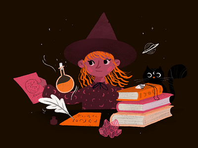 Back to school art digitalart draw drawing hat illustration magic planet potion school witch witches