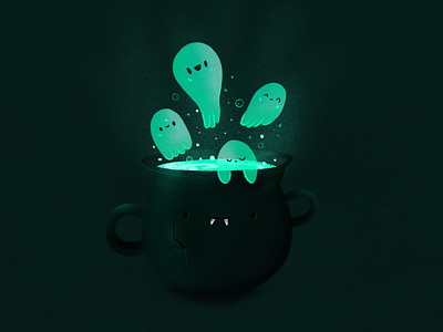 Ghost and cauldron art cauldron digitalart draw drawing ghost halloween illustration procreate