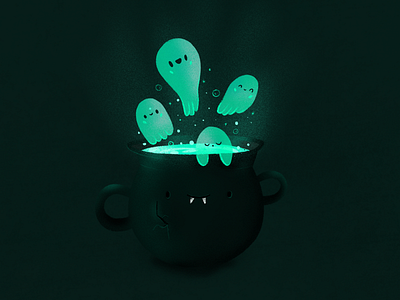 Ghost and cauldron