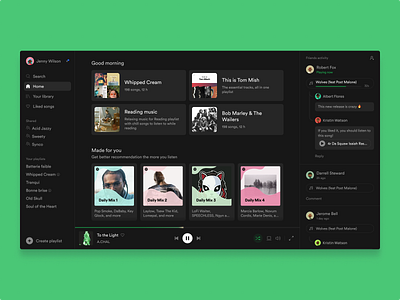 Spotify Small Refinements clean concept dark design figma interface modern music player product redesign saas spotify theme ui ux