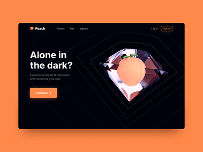 Peach 3d blender clean dark design diamond interface landing love peach ui